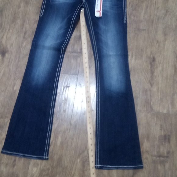 Rock Revival Women's 26 Dark Blue Jeans Bejeweled Distressed NWT - Picture 11 of 12